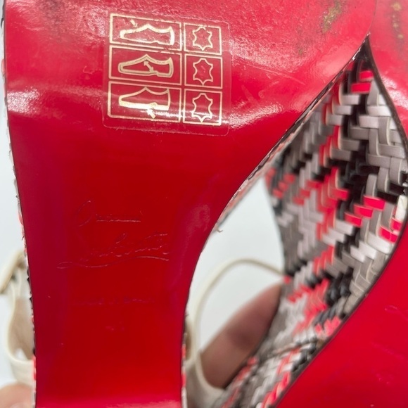 Christian Louboutin Rare bella platform sandal white leather strappy tweed 41 - Picture 10 of 12